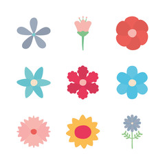 Wall Mural - Isolated flowers flat style icon set vector design