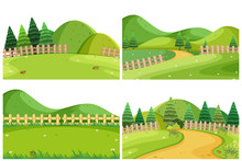 A Set Of Outdoor Scene Including Hills