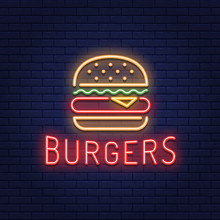 Neon Burger Fast Food Logo