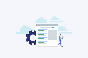 Search engine ranking - Search engine analytics illustration concept for web landing page template, banner, flyer and presentation
