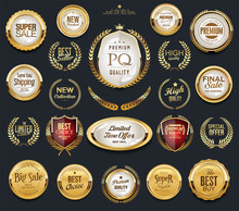 Golden Badge Labels And Laurel Retro Vintage Collection 