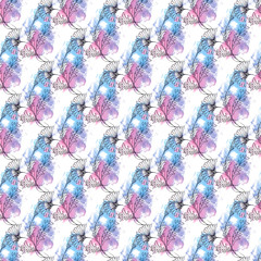 Wall Mural - seamless watercolor pattern with painted pink-blue flowers on a light background