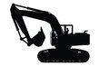 Excavator silhouette vector,heavy machine on white