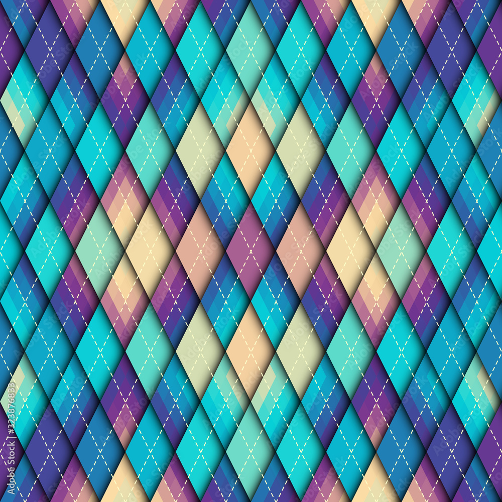 Argyle seamless vector pattern background. Pattern of a rhombuses. - obrazy, fototapety, plakaty 
