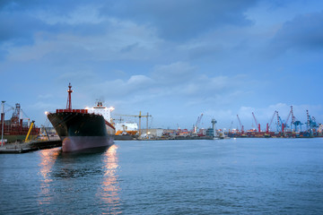 Cargo ship in port