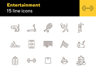 Canvas Print - Entertainment line icon set. Tennis, soccer, diet. Sport concept. Can be used for topics like game, activity, wellness