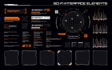Wall Mural - Set of Sci Fi Modern User Interface Elements. Futuristic Abstract HUD. Good for game UI. Vector Illustration EPS10
