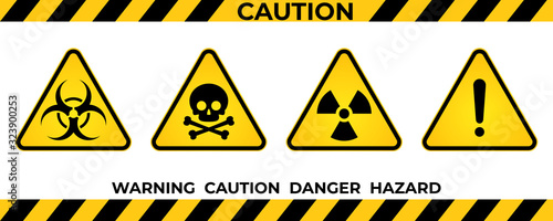 Photographie Set of hazard warning signs