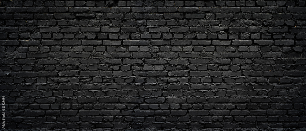 Perfect black brick wall as background or wallpaper or texture Stock ...