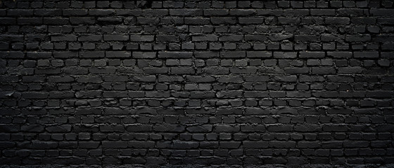 Wall Mural - perfect black brick wall as background or wallpaper or texture