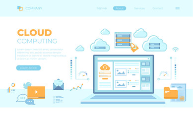 Wall Mural - cloud computing and web services, technology, data storage, hosting, connection. login page and pass
