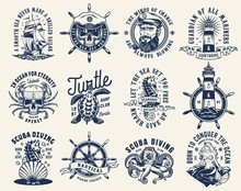 Vintage Nautical Labels Set