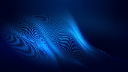 Wall Mural - dot blue wave light screen gradient texture background. abstract ai technology big data digital back