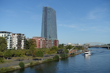 Canvas Print - Main und EZB in Frankfurt