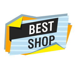 Wall Mural - Best shop bright text on white background. Lettering can be used for advertising label, stickers, banners, leaflets, badges, tags, posters. Sale concept