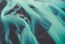 Blue Glacier River In Iceland From An Aerial Perspective