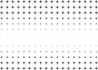 Abstract halftone dotted background. Monochrome pattern with stars.  Vector modern futuristic texture for posters, sites, business cards, postcards, labels and stickers. Design mock-up layout.