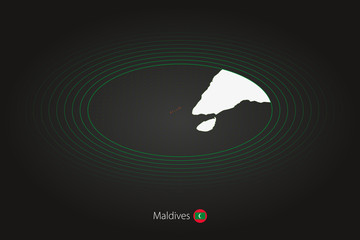 Wall Mural - Maldives map in dark color, oval map with neighboring countries.