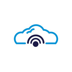 Sticker - cloud computing with wifi signal lineal color style