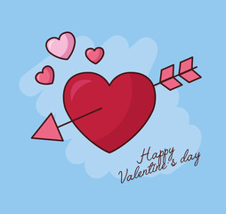 Poster - valentines day celebration with hearts and arrow