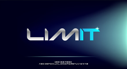 Poster - limit, an abstract technology futuristic alphabet font. digital space typography vector illustration