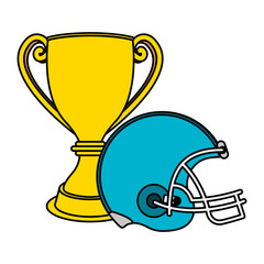 Poster - american football sport helmet with trophy cup