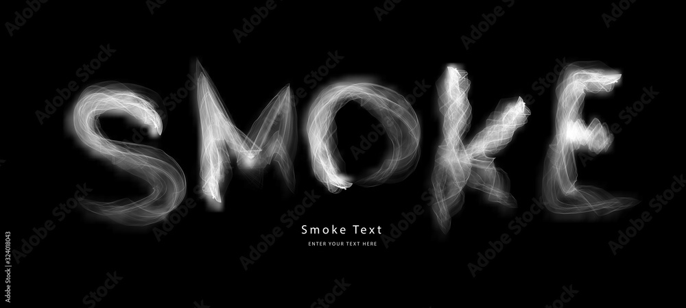Abstract smoke letter text art smoky pen brush effect. - obrazy, fototapety, plakaty 