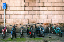 Citizen Bicycles Parking In Barcelona. Catalan Spain