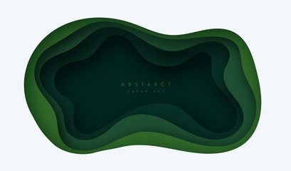 Wall Mural - 3d abstract background with green paper cut shapes. vector layout for business presentations, flyers