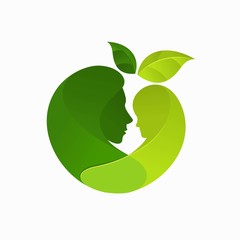 Sticker - Mom and son logo with nature concept