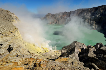 Incredible view of the Ijen caldera, Java