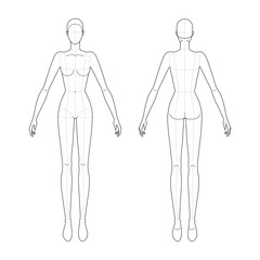 Fashion template of standing women. 