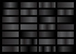Black metal gradient set. Vector metallic texture. Big collection of black metallic gradients on black background