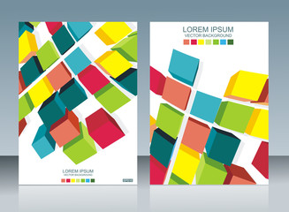 Wall Mural - Vector brochure template design with cubes elements. EPS 10