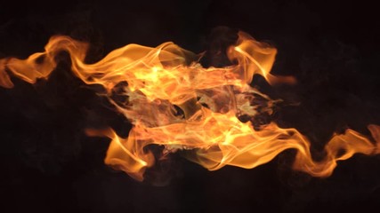 Wall Mural - flaming smoking abstract 4k loop features flames continually emanating from a central point in the c