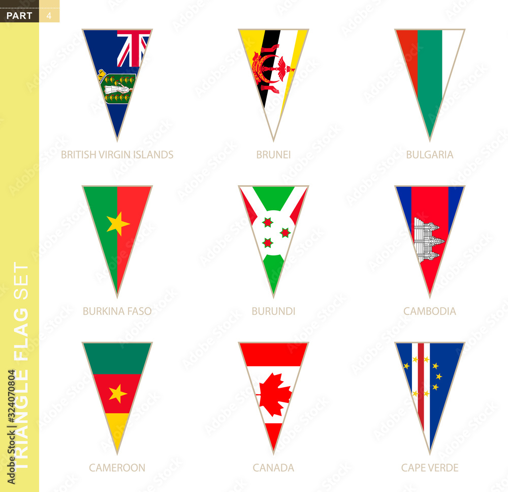 Triangle flag set, stylized country flags. Stock Vector | Adobe Stock