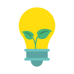 Poster - bulb light energy with leafs plant