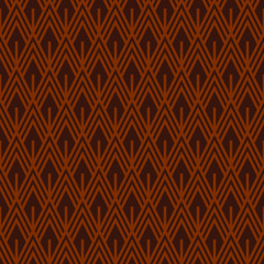 Seamless brown vintage art deco outline diamonds pattern vector