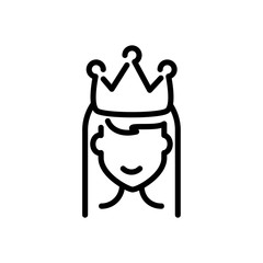 princess with crown, line style icon