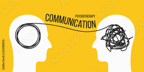 Fotomural Creative vector illustration of psychotherapy communication on background