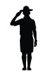 Boy scout with his equipment silhouette vector