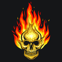 Human Skull On Fire Illustration