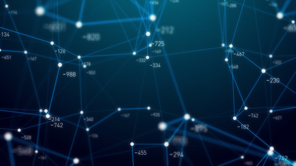 Fototapete - abstract plexus geometry background connecting technology concept digital communication network moving line and dot