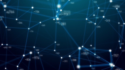 Fototapete - abstract plexus geometry background connecting technology concept digital communication network moving line and dot