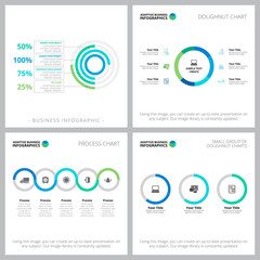 Canvas Print - Creative charts set for web design, statistical report, presentation slide template. Marketing research, project management concept. Radial bar, pie, percentage, process diagrams