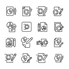 Sticker - Premium set of report line icons.