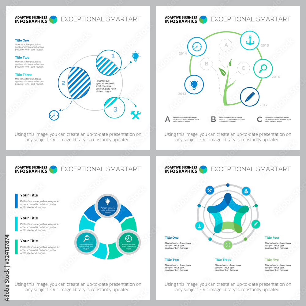 Infographic Collage Examples Collage of business infographic diagrams. Can be used for workflow ...