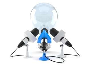 Canvas Print - Light bulb with interview microphones