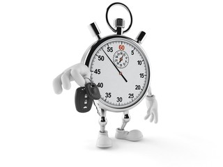 Canvas Print - Stopwatch character holding car key