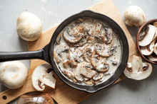 Staffed Mushrooms With Fresh Dill, Cheese And Sour Cream